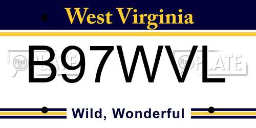 B97WVL West Virginia License Plate