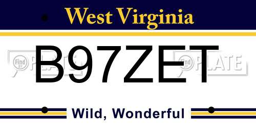 B97ZET West Virginia License Plate