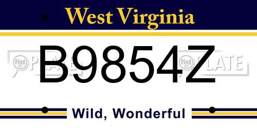 B9854Z West Virginia License Plate