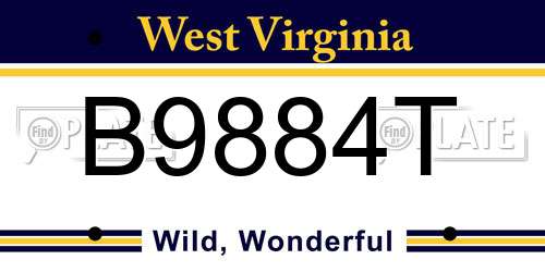 B9884T West Virginia License Plate