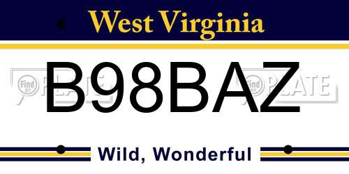 B98BAZ West Virginia License Plate