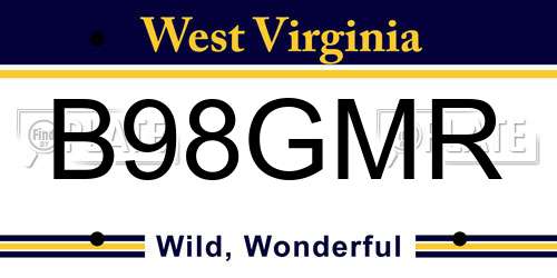 B98GMR West Virginia License Plate