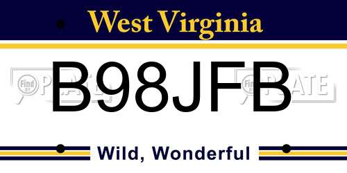 B98JFB West Virginia License Plate