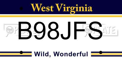 B98JFS West Virginia License Plate