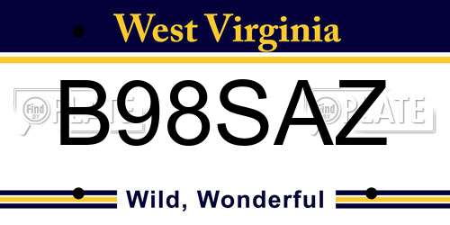 B98SAZ West Virginia License Plate