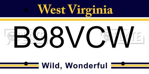 B98VCW West Virginia License Plate