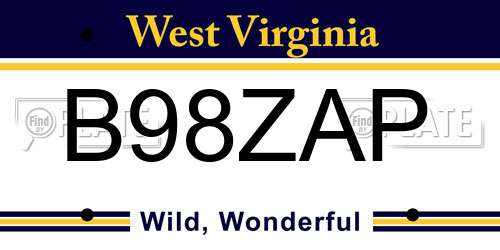 B98ZAP West Virginia License Plate
