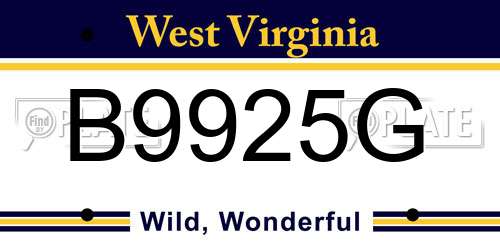 B9925G West Virginia License Plate