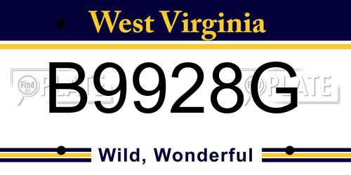 B9928G West Virginia License Plate