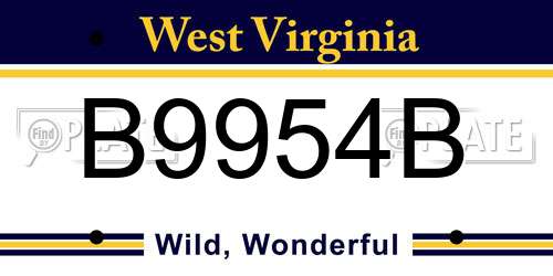 B9954B West Virginia License Plate