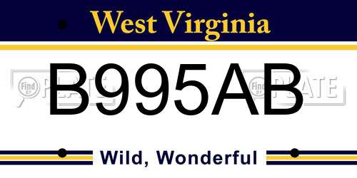 B995AB West Virginia License Plate