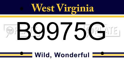 B9975G West Virginia License Plate