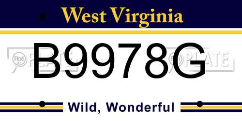 B9978G West Virginia License Plate