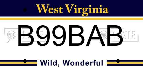 B99BAB West Virginia License Plate