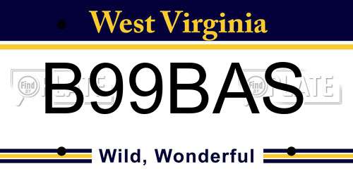 B99BAS West Virginia License Plate