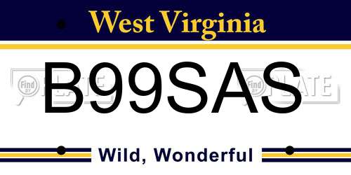 B99SAS West Virginia License Plate