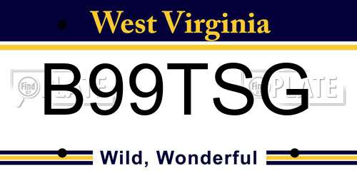 B99TSG West Virginia License Plate
