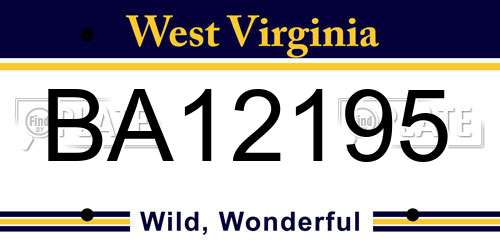 BA12195 West Virginia License Plate