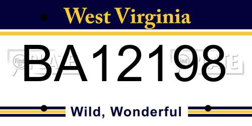 BA12198 West Virginia License Plate