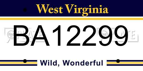BA12299 West Virginia License Plate