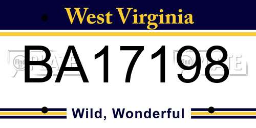 BA17198 West Virginia License Plate
