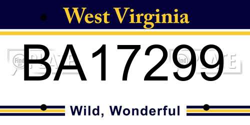 BA17299 West Virginia License Plate