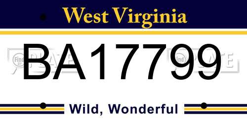 BA17799 West Virginia License Plate