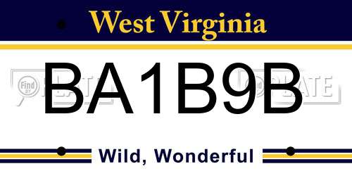 BA1B9B West Virginia License Plate