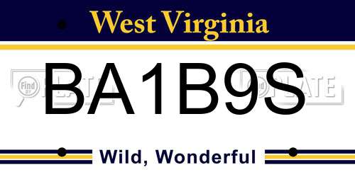 BA1B9S West Virginia License Plate