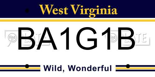 BA1G1B West Virginia License Plate