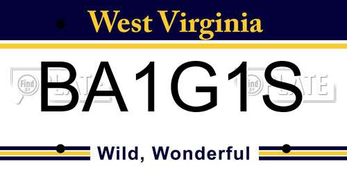 BA1G1S West Virginia License Plate