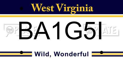 BA1G5I West Virginia License Plate