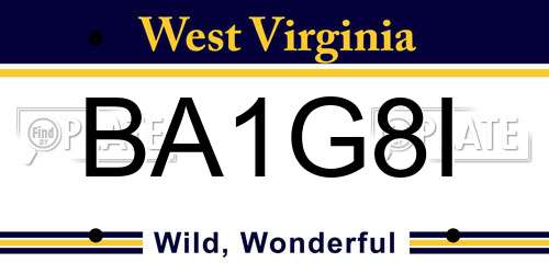 BA1G8I West Virginia License Plate