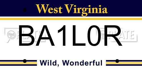 BA1L0R West Virginia License Plate