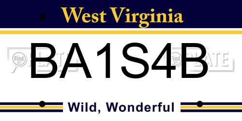 BA1S4B West Virginia License Plate