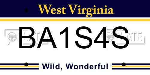 BA1S4S West Virginia License Plate
