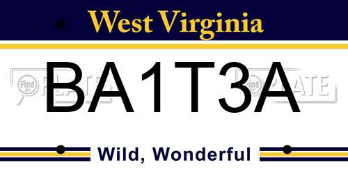 BA1T3A West Virginia License Plate