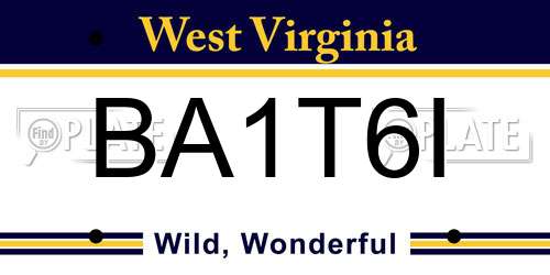 BA1T6I West Virginia License Plate
