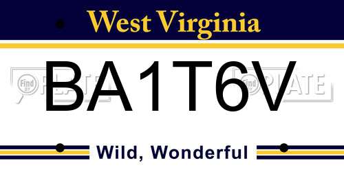 BA1T6V West Virginia License Plate