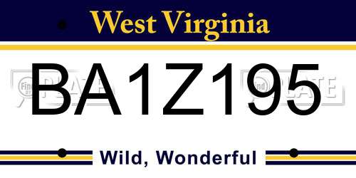 BA1Z195 West Virginia License Plate