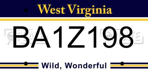 BA1Z198 West Virginia License Plate