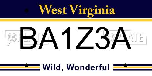 BA1Z3A West Virginia License Plate