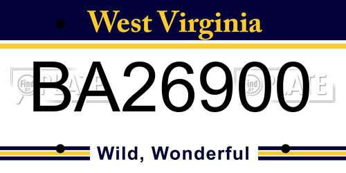 BA26900 West Virginia License Plate