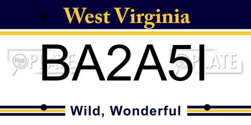 BA2A5I West Virginia License Plate