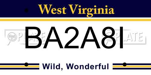 BA2A8I West Virginia License Plate