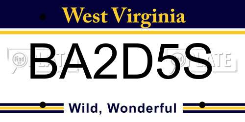 BA2D5S West Virginia License Plate