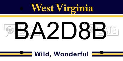 BA2D8B West Virginia License Plate