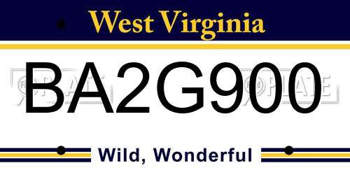 BA2G900 West Virginia License Plate