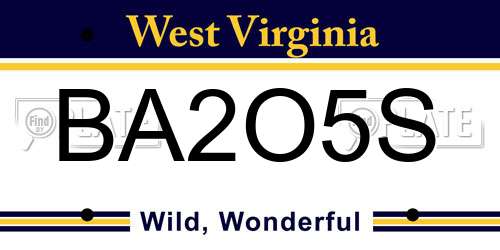 BA2O5S West Virginia License Plate