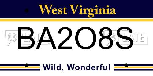 BA2O8S West Virginia License Plate